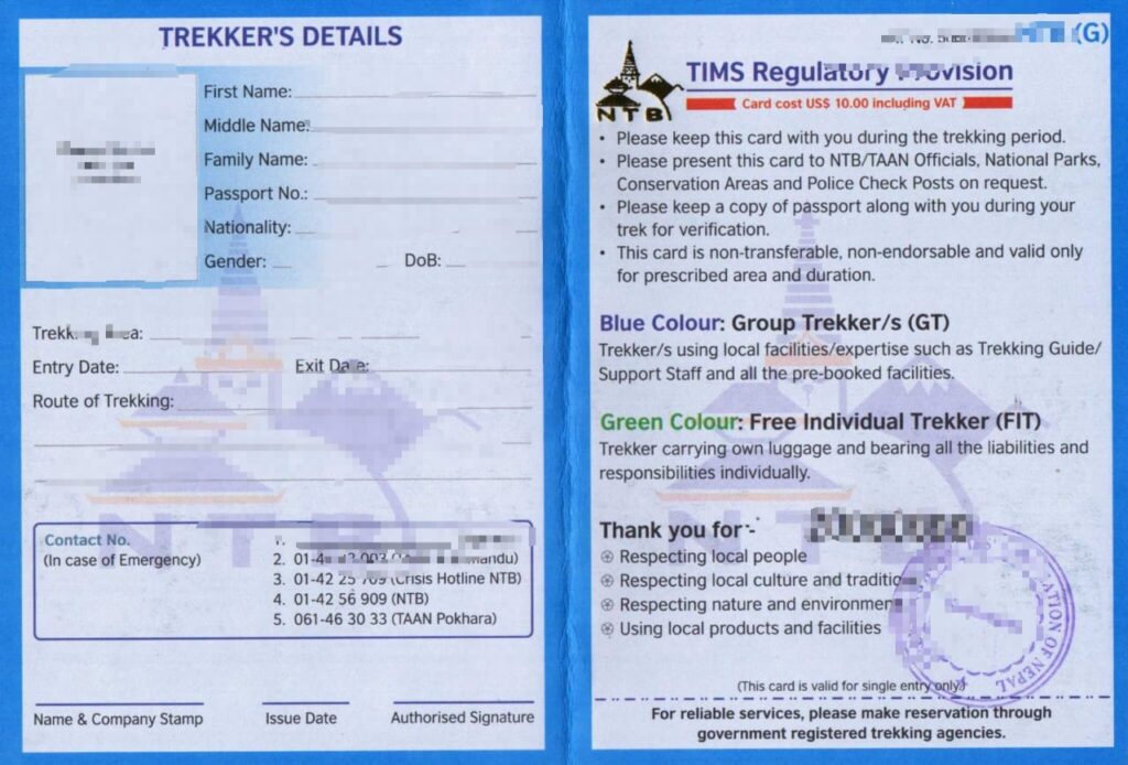 TIMS card sample-Himalayan Wheels